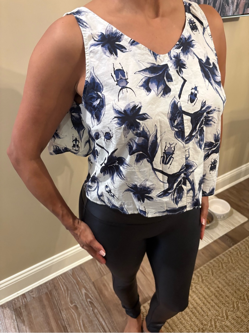 Osman Yousefzada Collective v-neck Sleeveless Floral Print Tank w/ back panel